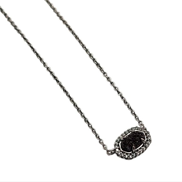 Kendra Scott Jewelry - Kendra Scott Mini Elisa Silver Pendant Necklace in Platinum Drusy